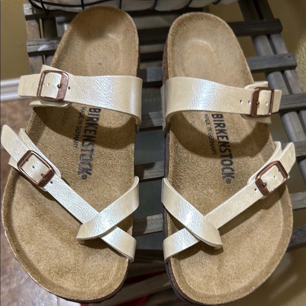 Birkenstock White Pearl Sandals - Picture 2 of 3